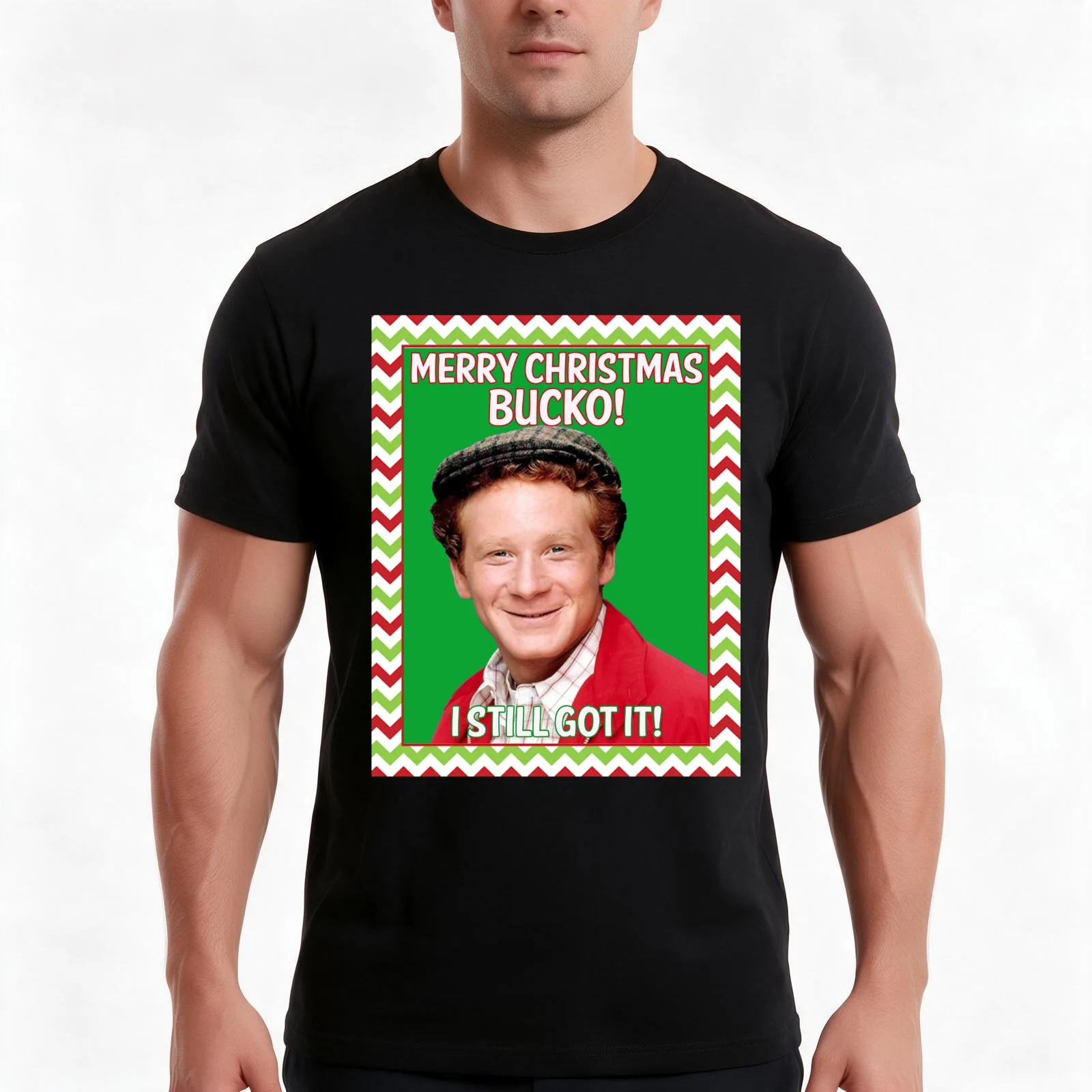 Ralph Malph Christmas sweater T-Shirt, Summer Casual Cotton Tee, Oversized Streetwear Tops, Vintage Graphic Print, 100% Cotton