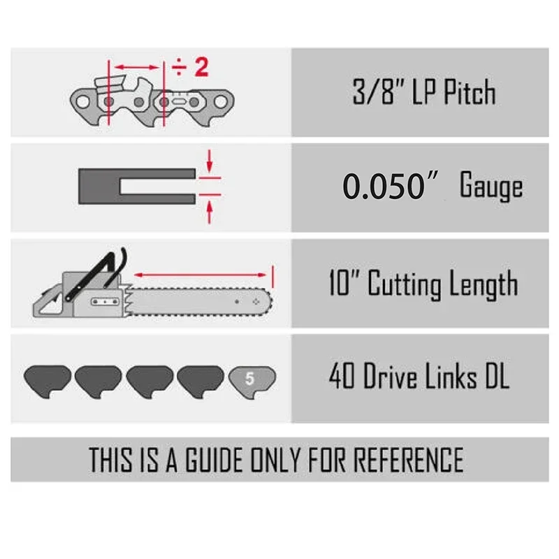 1/2/3/4pcs 10 Inch Chain 40DL 20Cutter 3/8\