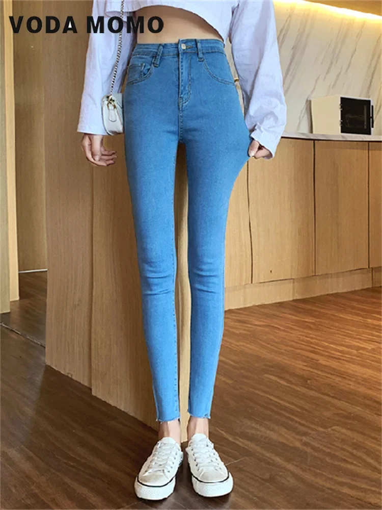 

Новые осенние узкие джинсовые брюки, повседневные эластичные универсальные корейские леггинсы, винтажные женские джинсы-карандаш с высокой талией до щиколотки