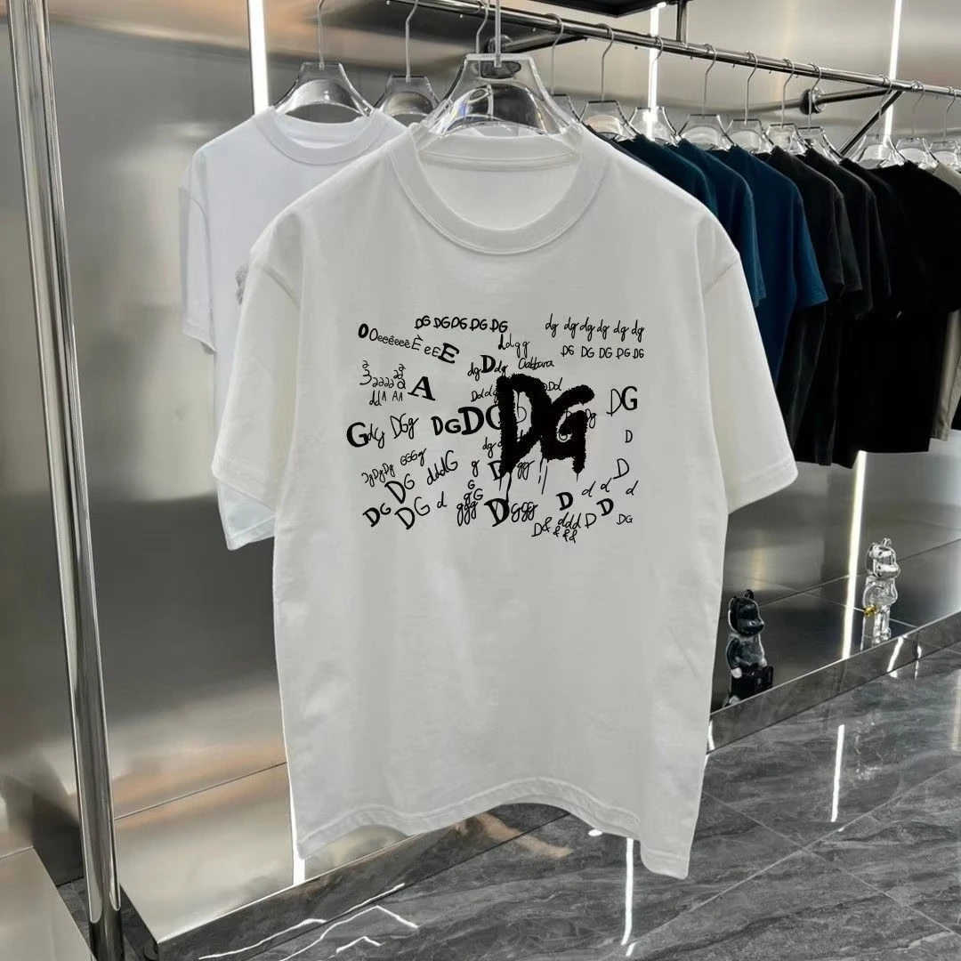 

Europe and the United States new fashion brand summer short-sleeved DG graffiti spatter leisure printed short-sleeved T-shirt