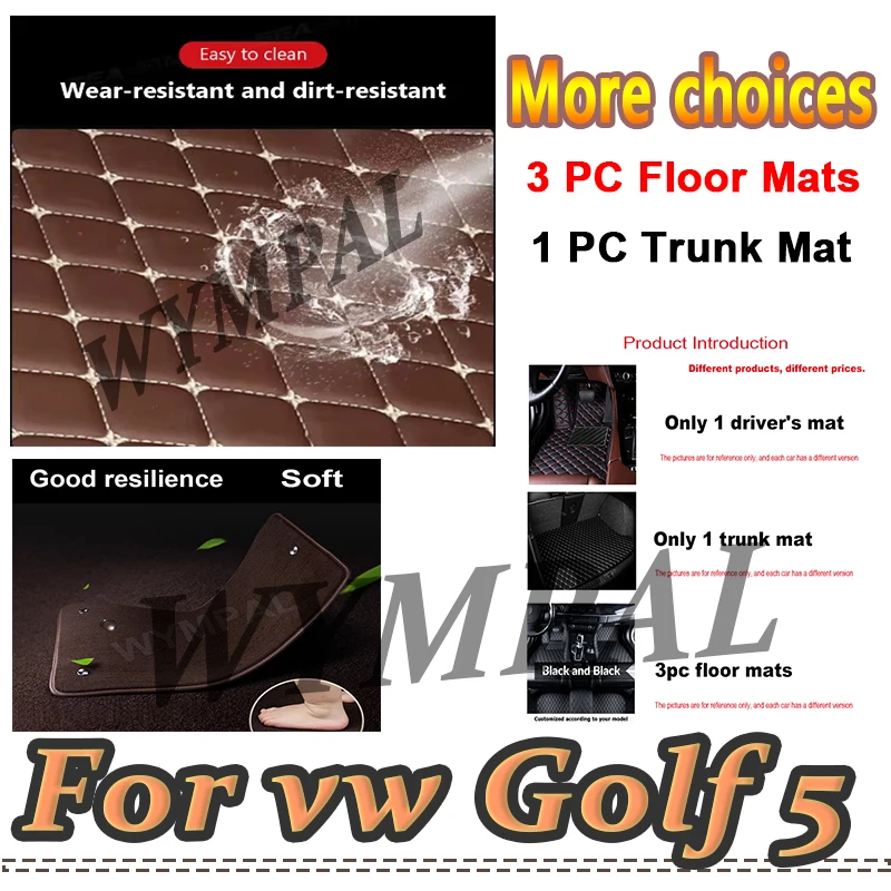 

Luxury Car Floor Mats For VW vw Golf 5 MK5 2008 2007 2006 2005 2004 Foot Pads Interior Rugs Replacement Carpets Accessories