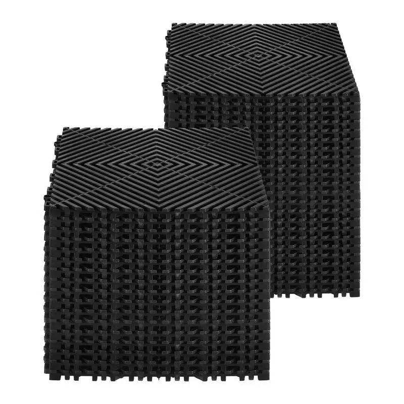 31x31cm Ineinandergreifende Drainagematten-Set mit 40 Rutschfesten Schwarzen Duschbodenfliesen für Garage und Garten, Modulare Ineinandergreifende Matten