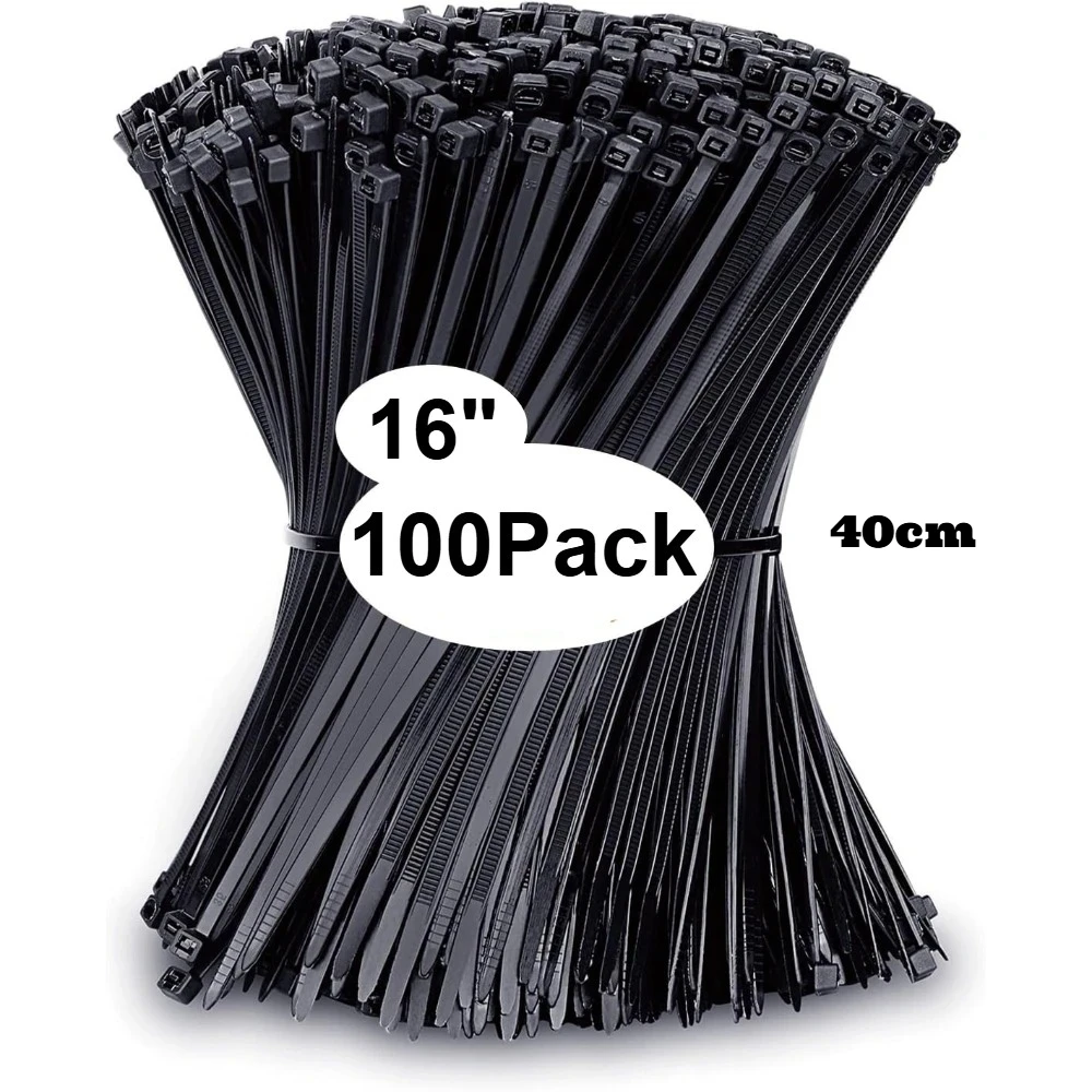 Kabelbinder in verschiedenen Größen (4 Zoll + 6 Zoll + 8 Zoll + 12 Zoll), 100/400 Stück, schwarze Kabelbinder, UV-beständig