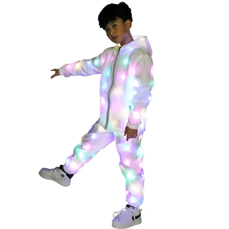 LED Luminescent Clothing Children\'s Colorful Luminescent Jacket Christmas Party Glittering Stage Performance Clothing