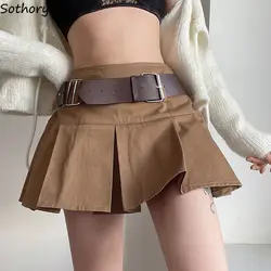 Mini Skirts Women Pleated Vintage American Style Y2k College Summer All-match Empire Design Ulzzang Female Popular Streetwear