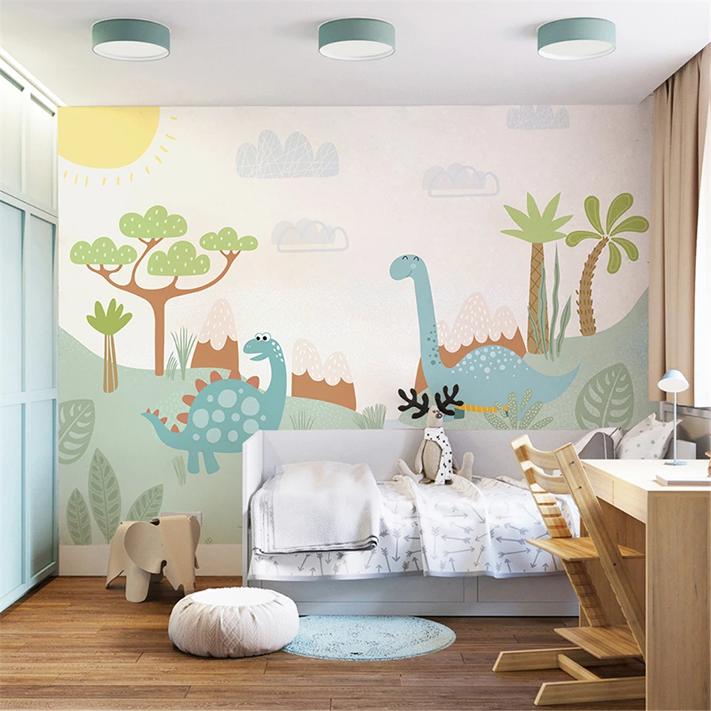 Custom Cartoon dinosaur wallpaper for children\'s room wallpaper for boys and girls\' bedroom background decoration maison decor