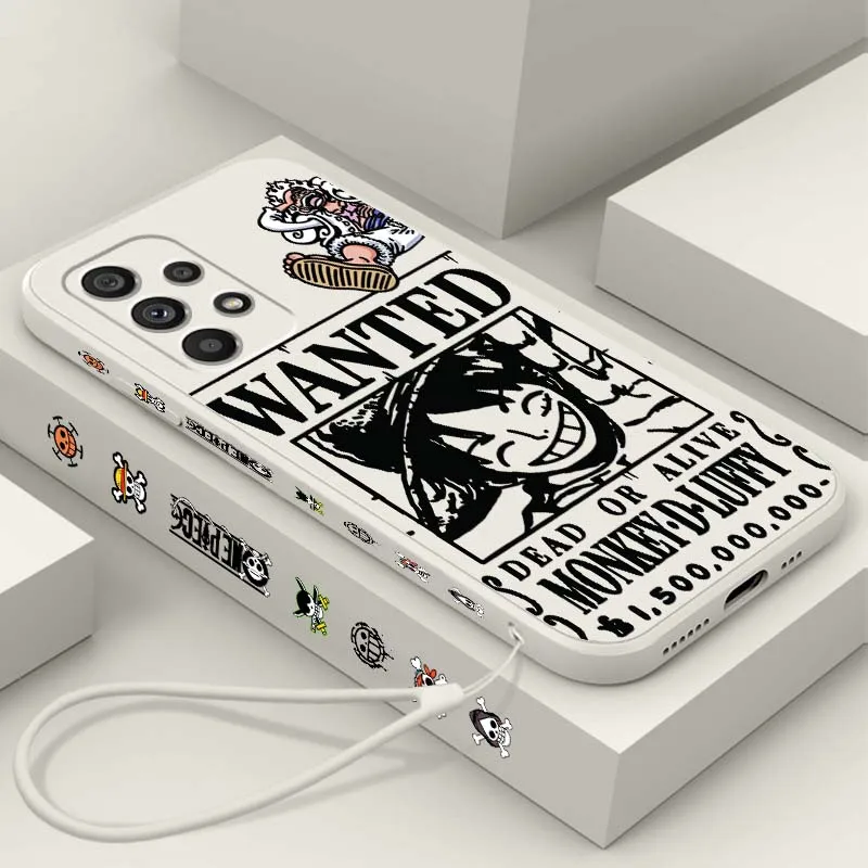 

One Piece Pirate Ship For Samsung A71 A72 A73 A51 A52 A53 A54 A55 A21s A35 A34 A32 A03 5G Liquid Left Rope Phone Case
