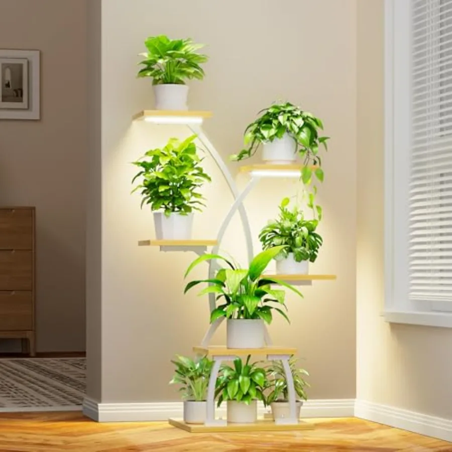 

Plant Stand Indoor with Grow Lights - 6 Tiered Plant Shelf Indoor, 36" Corner Plant Stands for Indoor Plants Multiple, Metal Cu