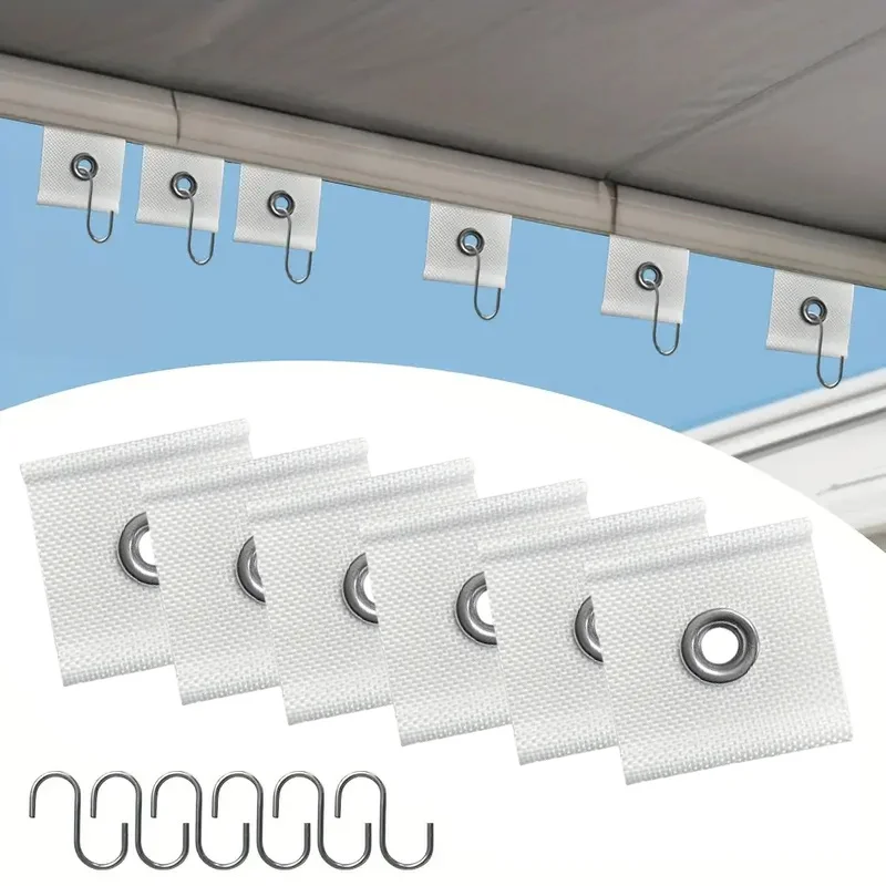 12pcs Heavy-Duty Nylon RV Awning Hooks - Multi-Use Curtain, Clothesline & Tent Hooks for 5/6mm-7/8mm Pipe Holes
