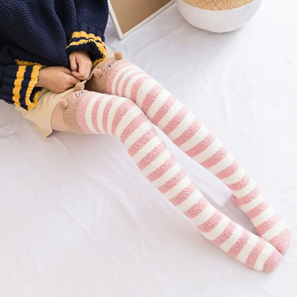Printed Modeling Stockings Sock Knee Lovely Japanese Cute Long Thigh High Warm Socks Striped Winter