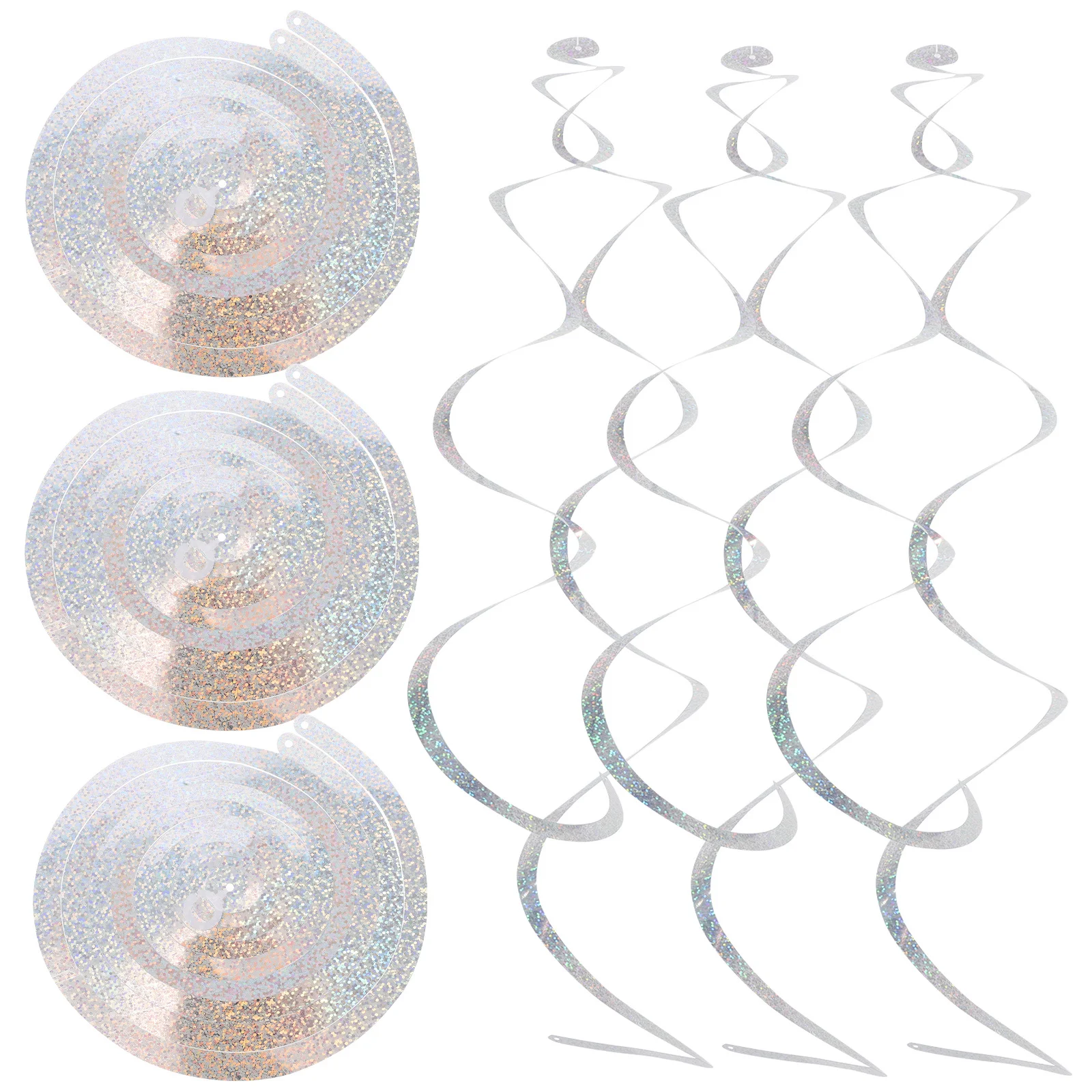 

6Pcs Iridescent Double Spiral Swirls Hanging Ceiling Decor for Wedding Birthday Graduation Party Holiday Door Decoration Set
