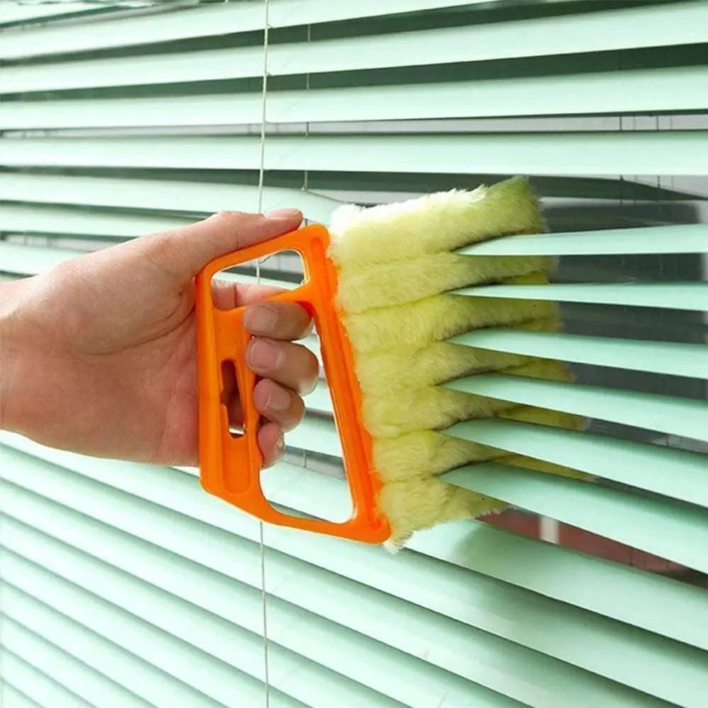 Window Cleaning Brush Air Conditioner Duster Cleaner With Washable Venetian Blind Cleaning Cloth Groove Window Cleaner