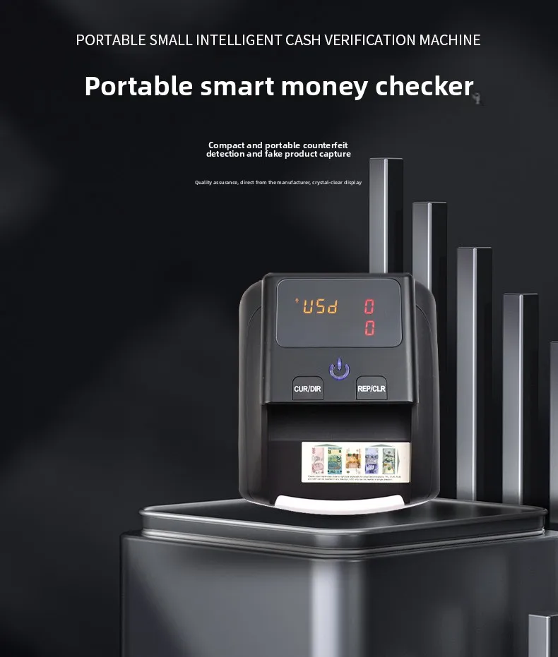 

Portable Small Intelligent Banknote Detector, Total Amount USD Euro Dual-purpose Currency Counter Banknote Counter