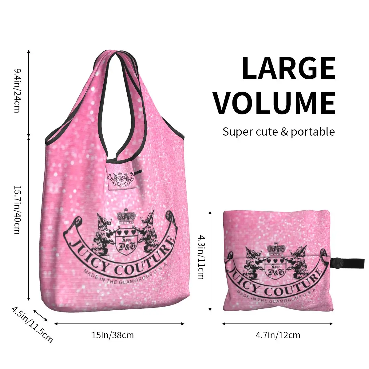 Reusable Hot-Style-Juicy-Couture-Like Grocery Bag Foldable Machine Washable Elegant Ethnic Pattern Shopping Bags