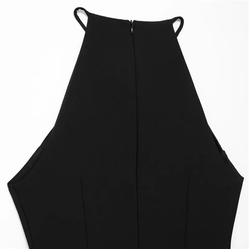 TRAF-Mini Vestido Bodycon Halter Feminino com Arcos de Strass, Cortado, Fora do Ombro, Preto, Vestidos de Festa Sexy, Verão, 2022