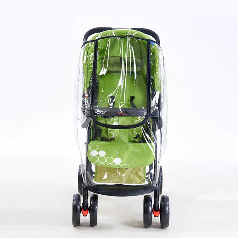 Universal Waterproof Pram Rain Cover Baby Stroller Accessories Transparent Wind Dust Shield Zipper Open for Pushchairs Raincoat