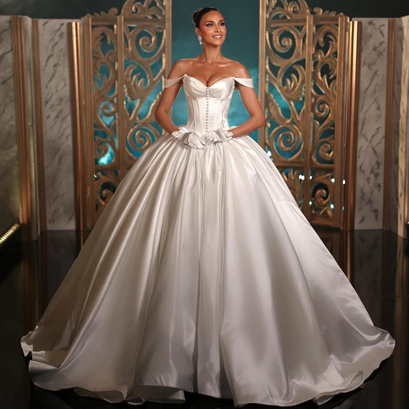 Eightree Elegant A-Line Wedding Dresses Sweetheart Sleeveless Satin Bridal Dress 2026 Princess Wedding Ball Prom Gown Customized