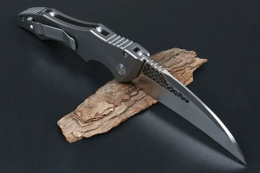 Mict Eskm Black Python Pocket Knife D2 Blade Single Action Aluminum+Carbon Fiber Handle Camping Hunting EDC Survival Tool Knives image 4