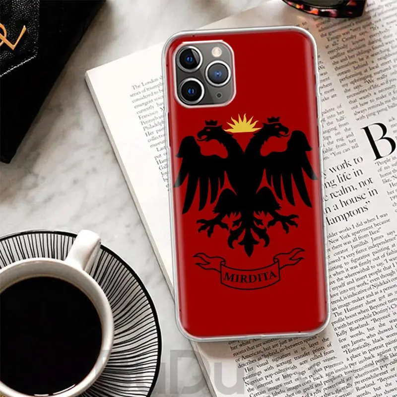 Albania Flag Eagle Cover For iPhone 16 15 14 13 12 11 Pro Max Apple Phone Case X XS 7 Plus 8 + Art Customized Print Shell 11 14 