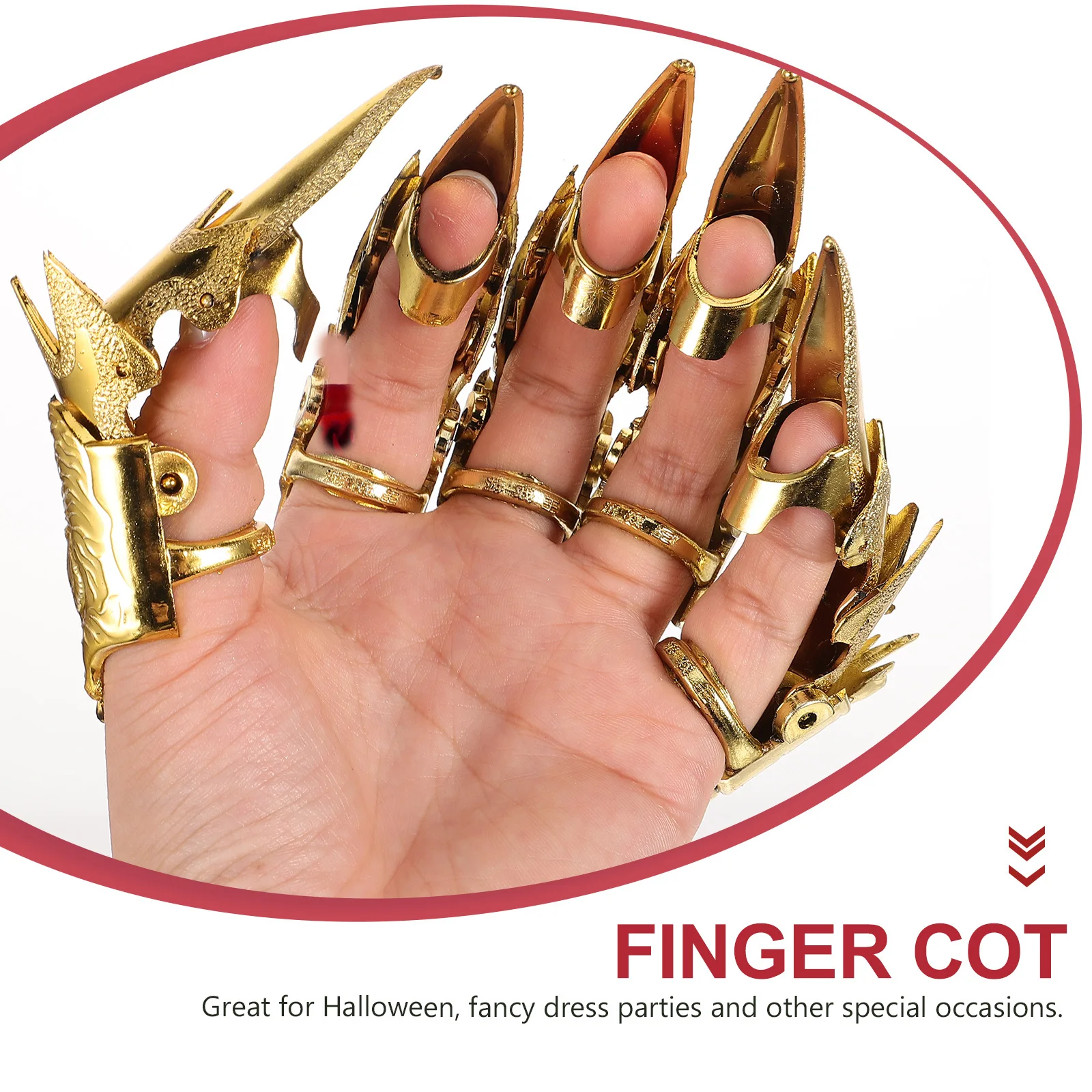 10 pezzi di culle per dita del drago di Halloween, materiale PP, comodo da indossare, design misterioso, gioielli a mano, oggetti di scena per feste, lettino per dita