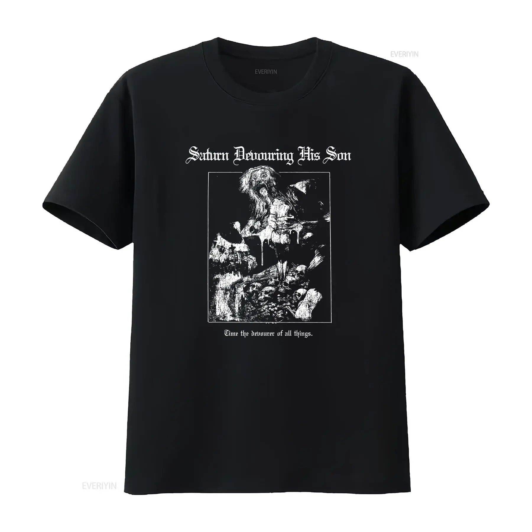 تي شيرت رعب قوطي زحل يغادر ابنه فرانسيسكو دي جويا عتيق مغسول موضة قابلة للتنفس ملابس خروج أنيقة قليلاً