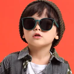 3-12 Years Kids Polarized Sunglasses Boys' Cool Girls Soft TPEE Frame Cat Eye Design Fashion Sun UV400 Protection Oval Glasses