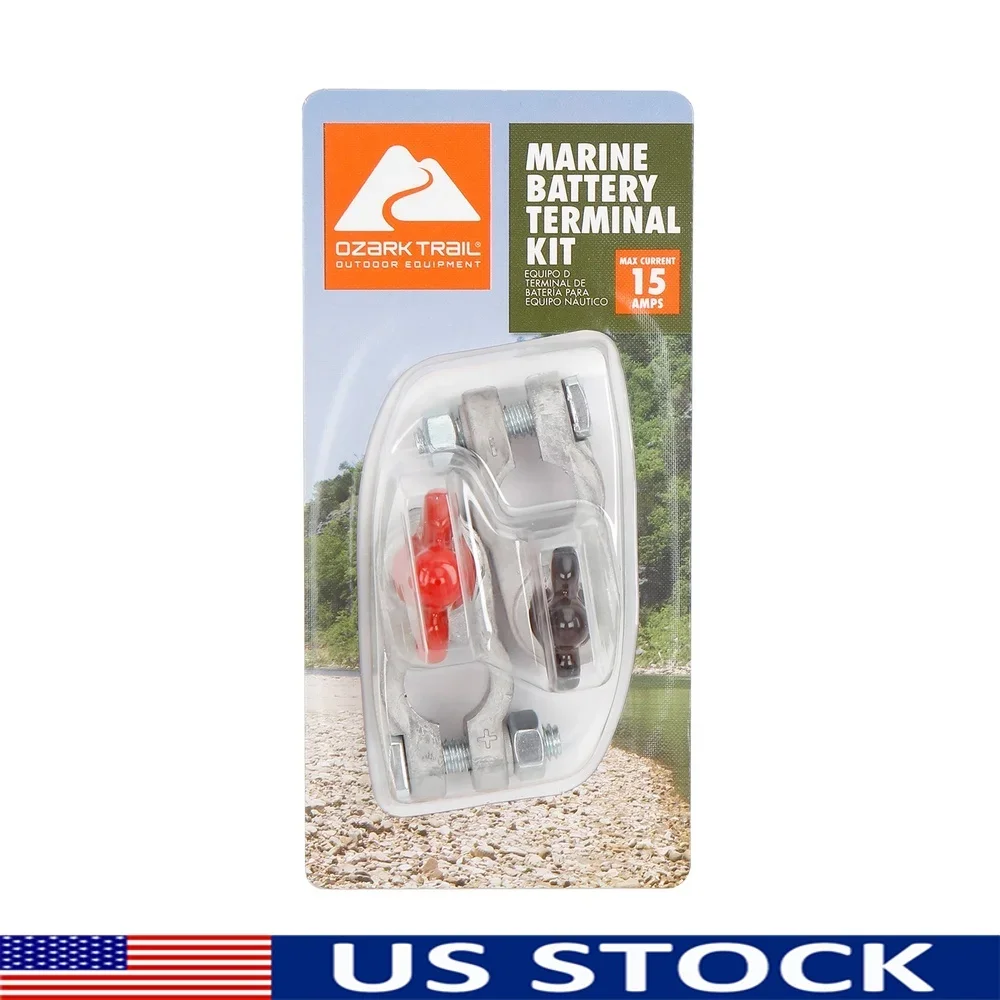 

Комплект клемм морской батареи. Аксессуар для батареи. Красный, черный. Простая установка. Барашковые гайки с цветным покрытием с резиновым покрытием. Совместимость с 15 А.