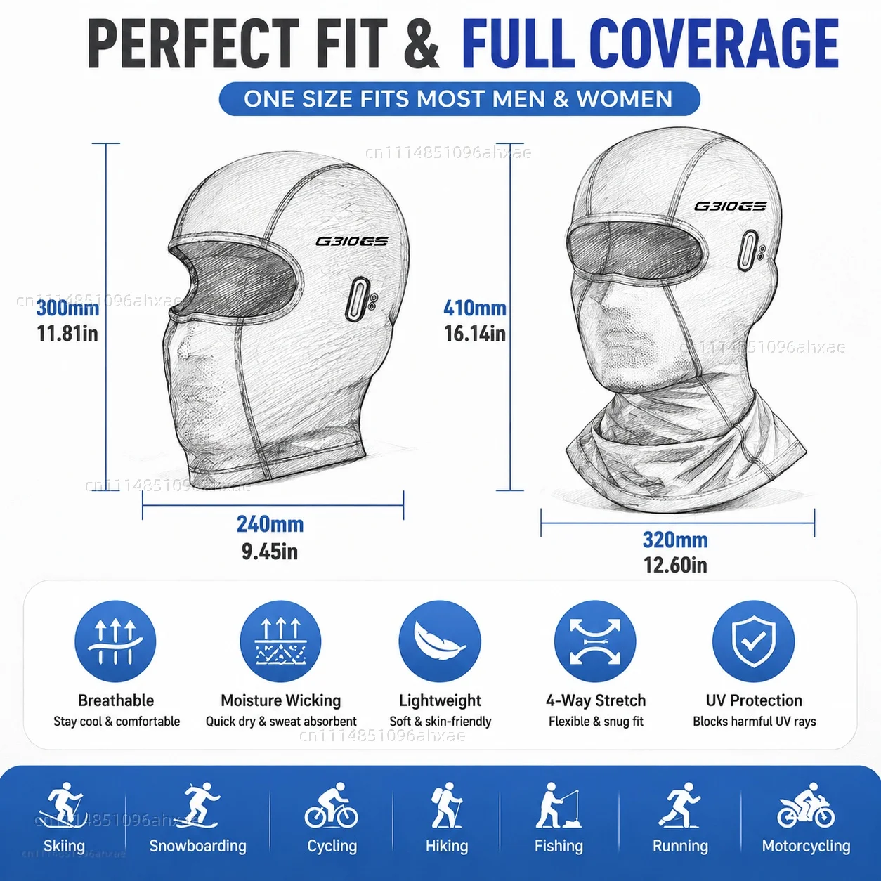 For BMW G310GS G 310GS G 310 GS 2017-2021 Motorcycle Balaclava Summer Glasses Face Breathable Hole Winter Warm breathable view 2