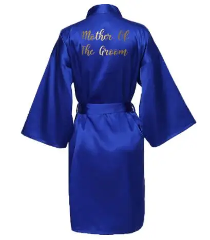 Silk Satin Robes Bridesmaid Bride Robes Bridesmaid Robes Wedding Long Robe Bathrobe Gold Print Royal Blue Robe