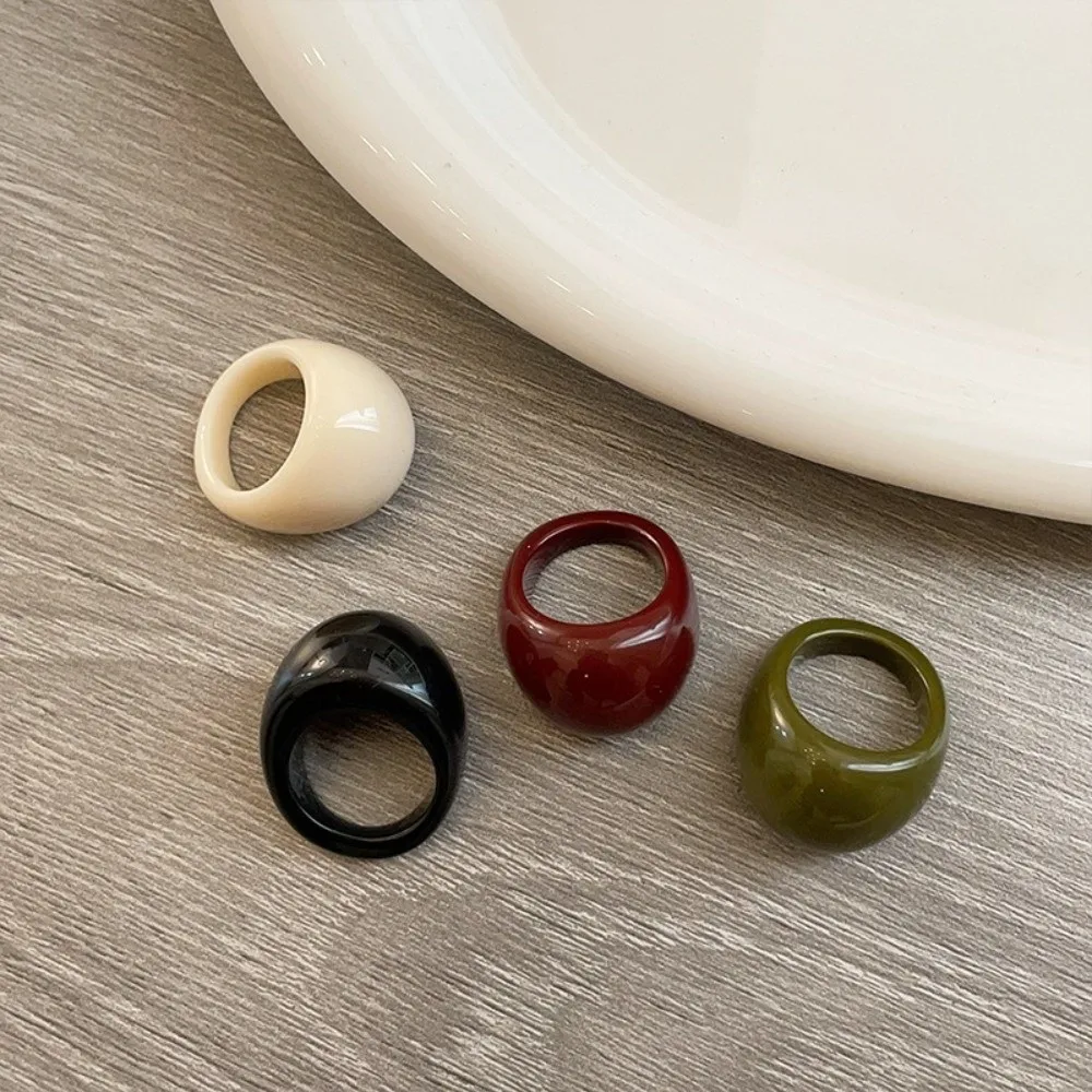 Unique Candy Color Transparent Resin Ring Multicolour Dome Acrylic Geometric Ring Chunky Oval Wide Irregular Ring Girls