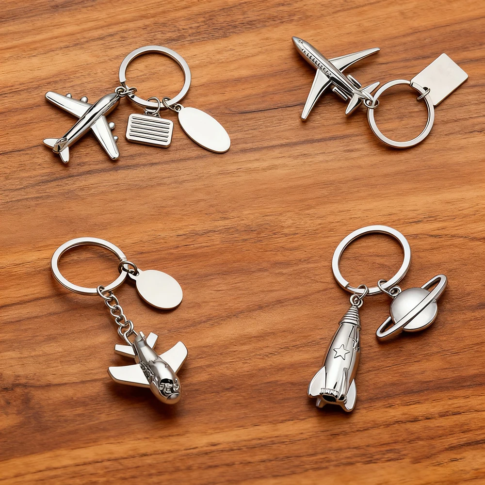 1pc Metal Air Plane Model Keychain Fighter Aircraft Car Key Ring Bag Pendant Fashion Accessories Aviation Enthusiast Gifts