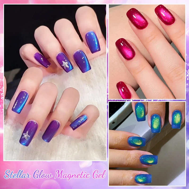 7ml MEET ACROSS Aurora Cat Eye Smalto gel Smalto magnetico UV/LED Polimerizzazione Soak Off Glitter Gel Nail Art Blu Aurora Effetto