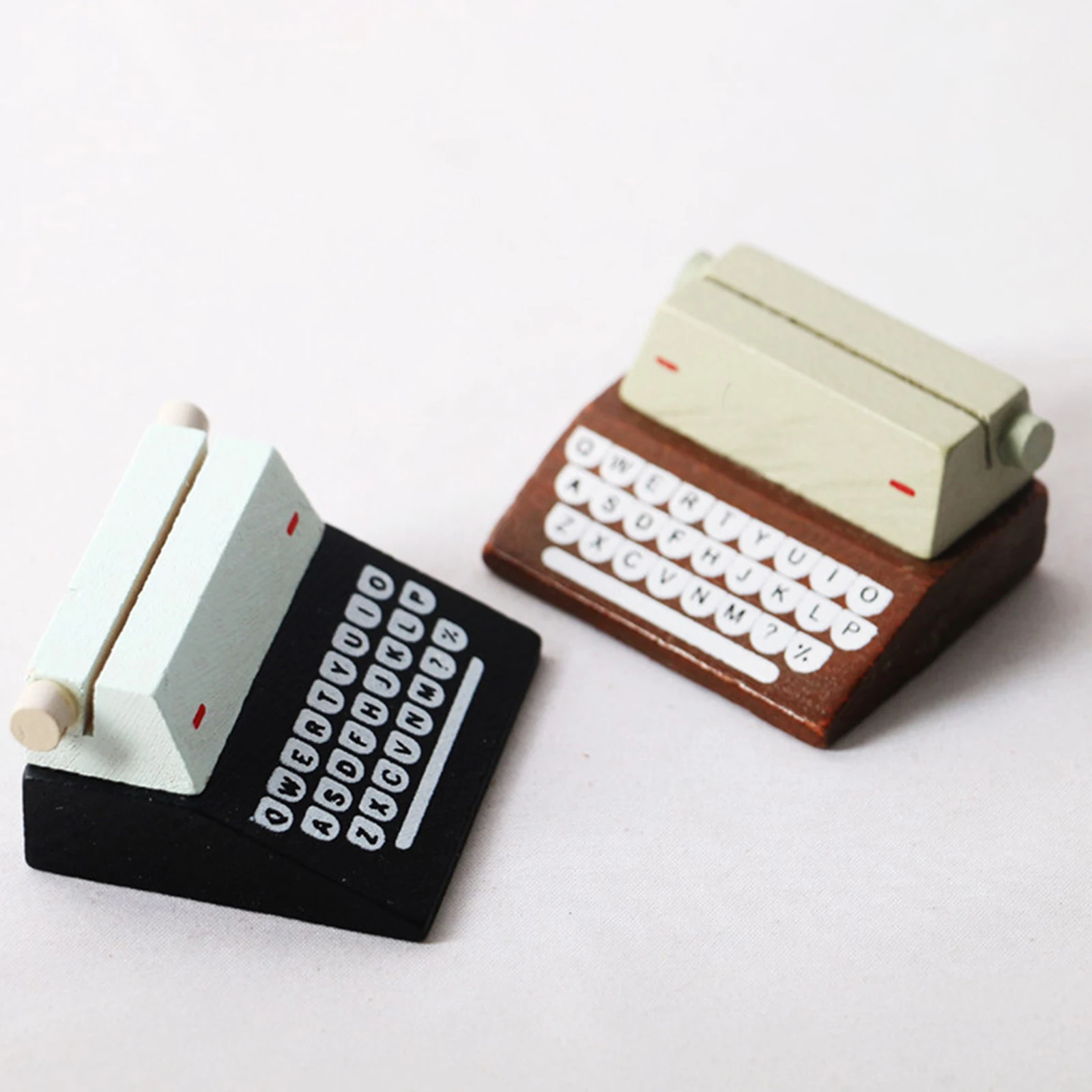 

Mini Typewriter Ornaments Retro Decor Toy Wood Miniature Dollhouse Home Photo Prop Vintage Style Gift Idea Sturdy