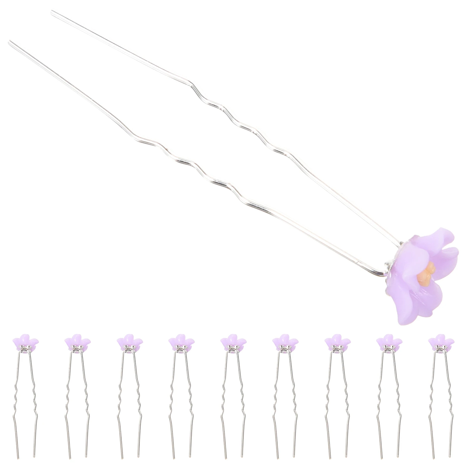 

10 pcs Purple Flower U Shaped Hairpins Hairpins Elegant U shaped Wedding Bridal Accessories Hair Styles Hair Care Tools