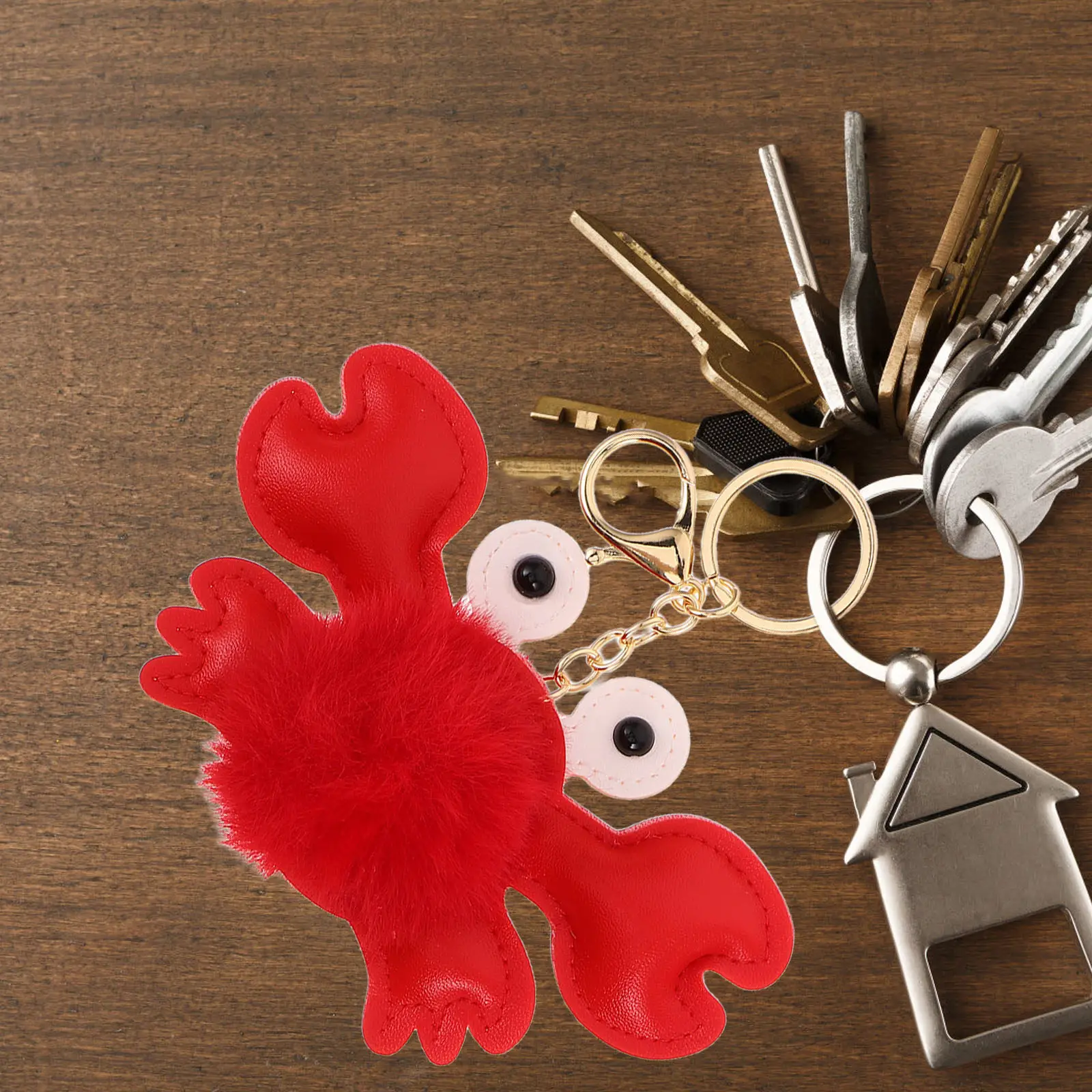 Red Lobster Crab Keychain Set – 2pcs Soft PU Sea Animal Bag Pendant, Car Key Ring & Backpack Charm