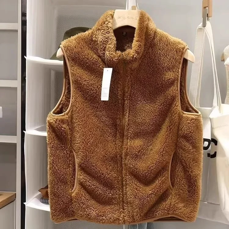 

Coralline Fce Warm Vest Men's Loose Casual Collarl Winter Jaet Youth Trendy Thiened Zipper Pure Color Leisure Outer...