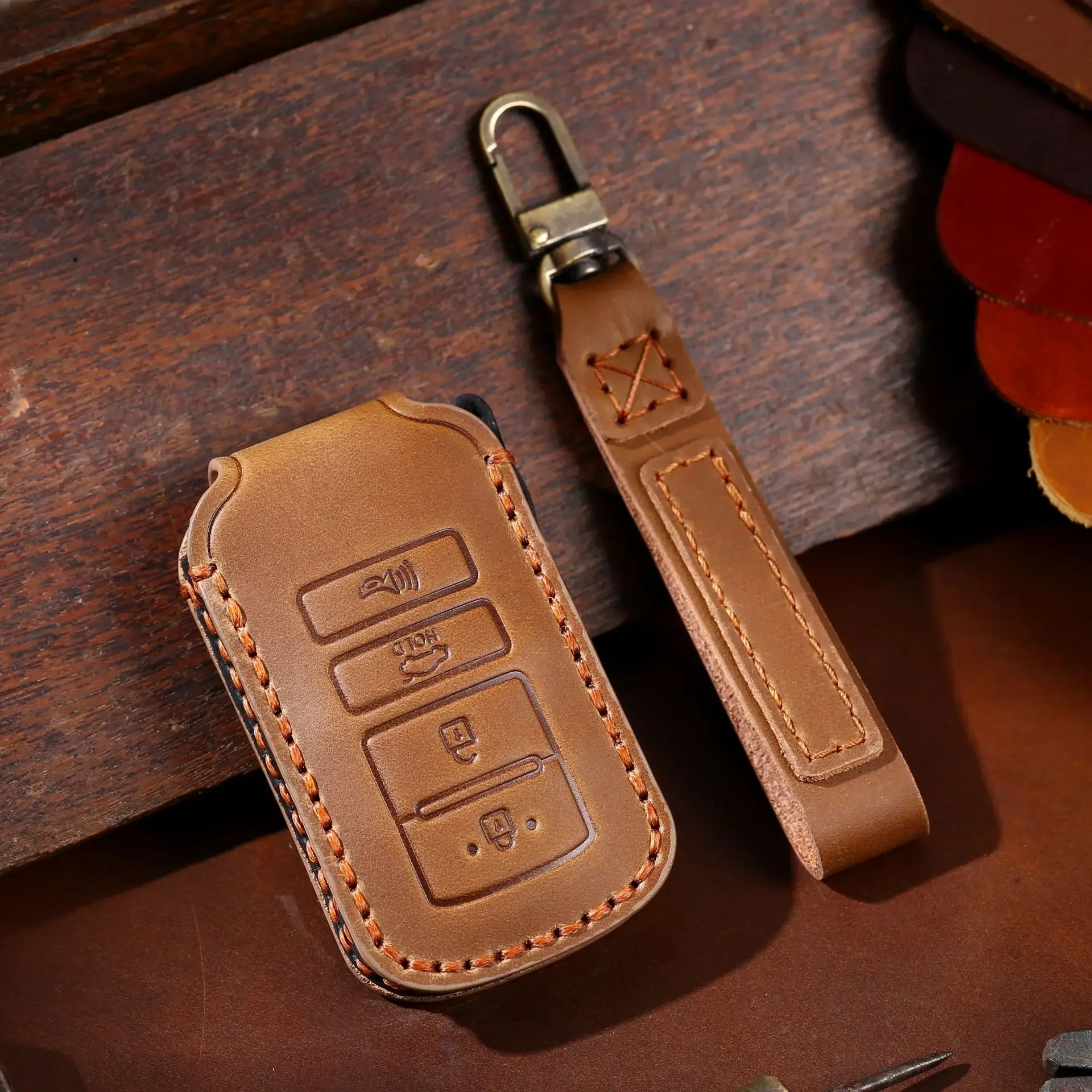 4 Button Leather Car Key Fob Case Cover Shell for Kia Cadenza K9 K7 K-04 Sorento K900 New K7 2013 2014 2015 2016 Accessories