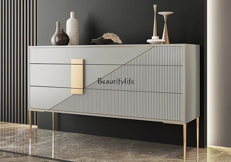 

Italian light luxury chest simple modern entrance storage chest cabinet solid wood