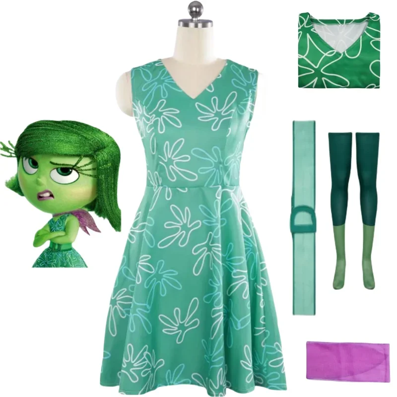 A 2025 Disgust Cosplay Costumes Anime Vice Versa Dress Women Coser Accessories Suit Animation Comic Game Novel Exhibit New xjr89