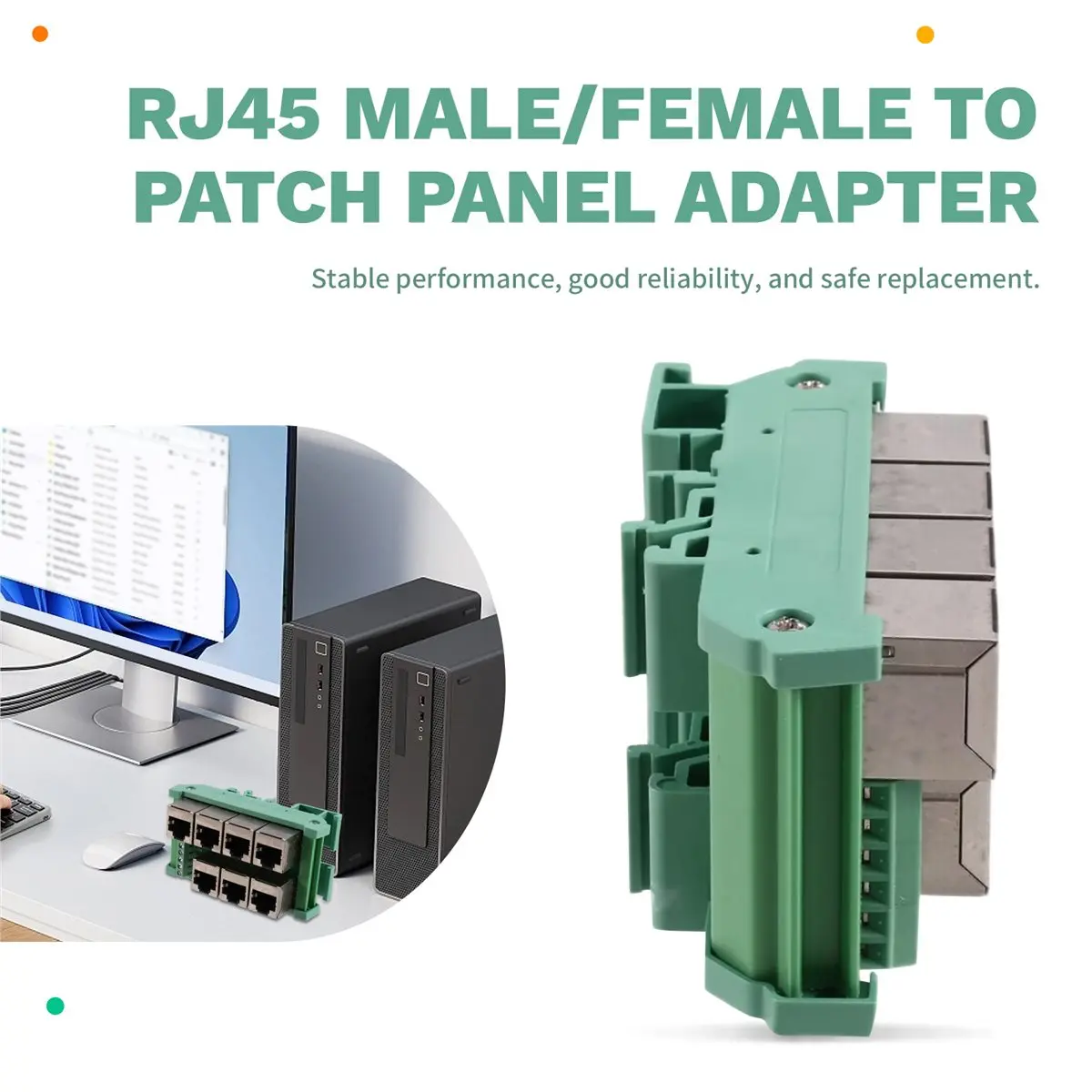 DT81 RJ45 Male/Female Connector to 7-Pin RJ45 Connector, Network Adapter Terminal Block, Breakout Module for Wiring Test