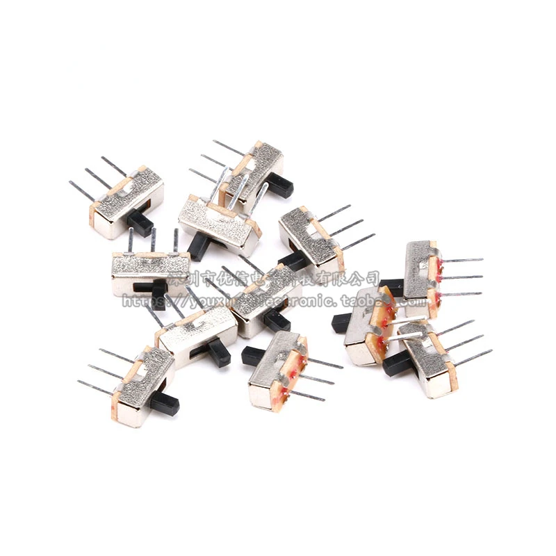100Pcs 3Pin PCB Panel 2 Position SPDT 1P2T Mini Vertical Toggle Switches SS12D00G3 Slide Switch For DIY Electronic Accessories