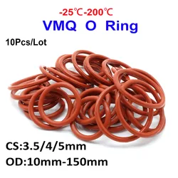 5/10Pcs CS3.5/4/5mm Red Silicone VMQ O Rings Food Grade silicone Ring Waterproof And Insulated OD 15-80mm