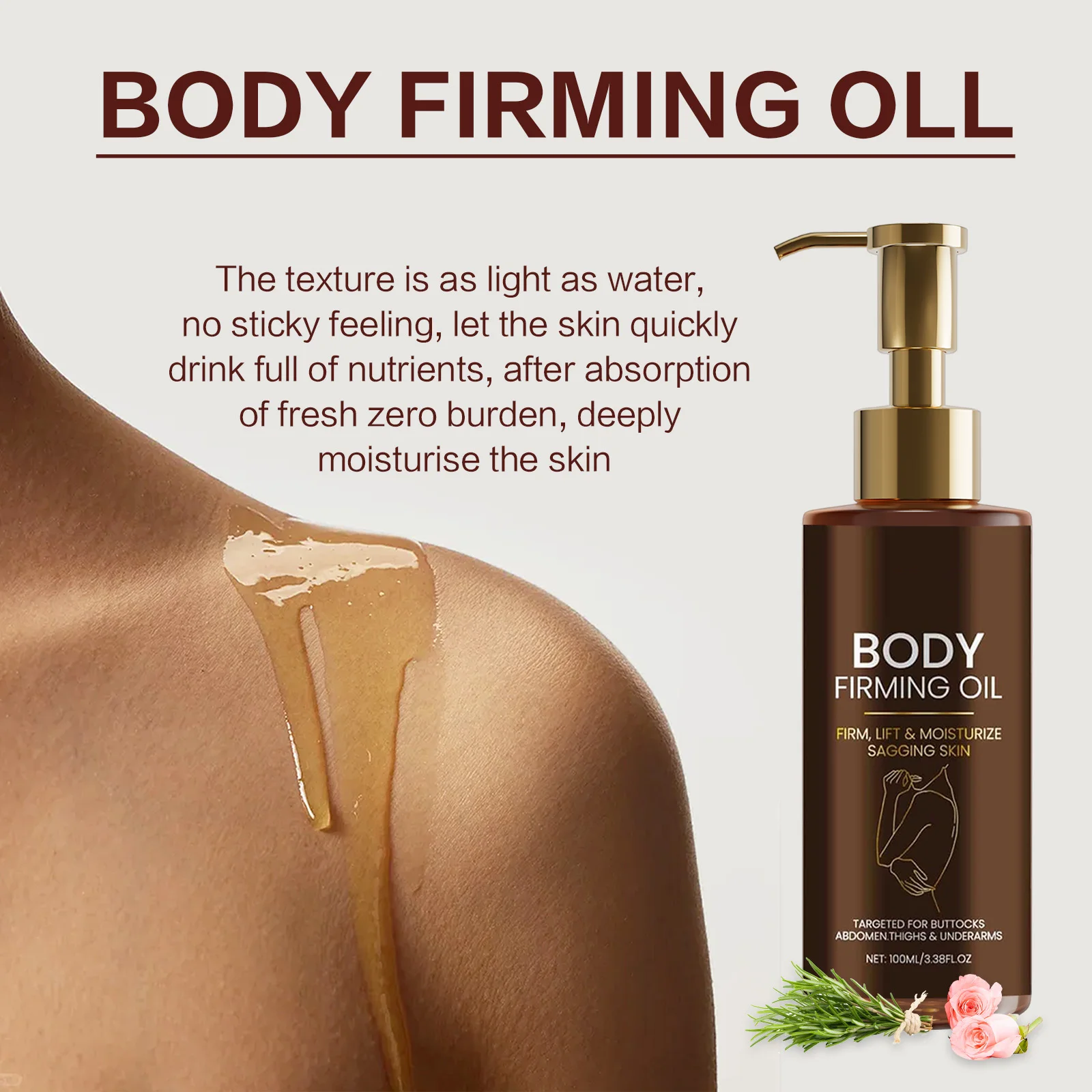 【زيت شد الجسم وترطيبها】100 مل لترهل البشرة على البطن والفخذين وتحت الإبطين وزيت التدليك لتعزيز إشعاع البشرة #2