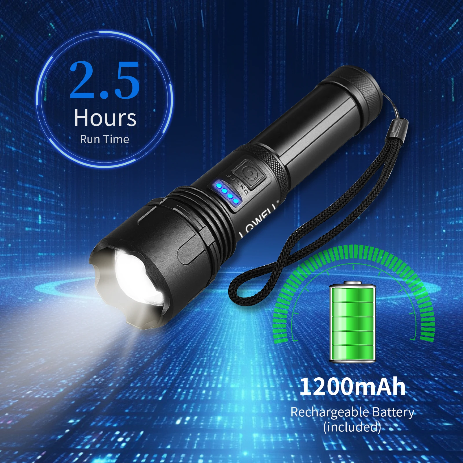 

Extremely Bright Zoomable Tactical tiki Torch with 5 Light Modes Adjustable Bright LQWELL Flashlight LED USB Rechargeable