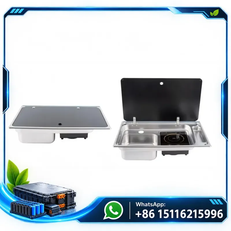 JDA SUS304 RV Sink and Stove Combination Integrated Kitchen Unit 350x550mm Foldable Portable for Caravans, Boats, Travel