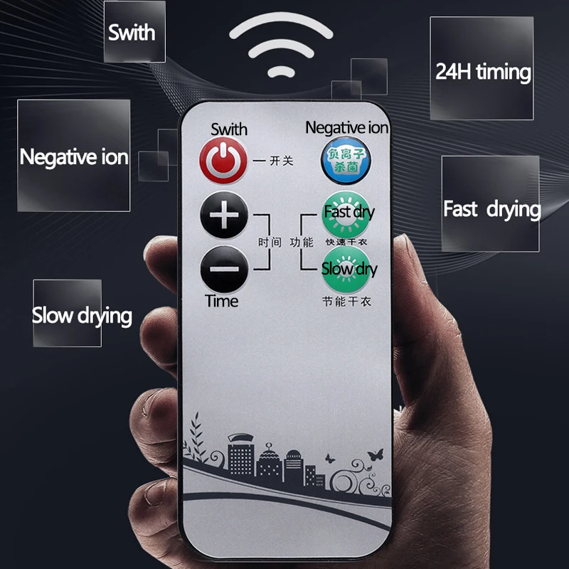 음이온 전기 의류 건조기, 휴대용 신속 건조 의류 신발 전기 히터 건조기, 따뜻한 공기 리모컨
