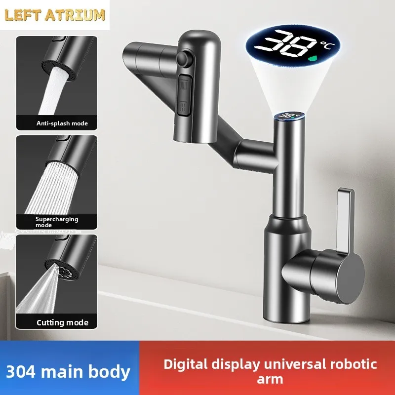 Digital Display Bathroom Basin Faucet 360 Rotation Multifunction Stream Sprayer Hot Cold Water Mixer Sink  Bathroom Kitchen Tap