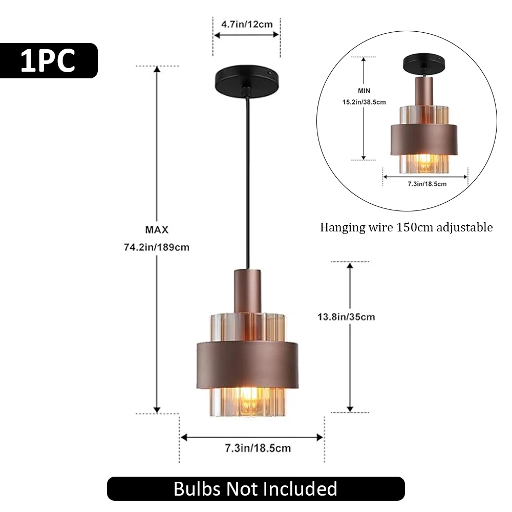 2 STKS Moderne Hanglampen E27 LED Amber Glas Brons Gekleurde Kroonluchters Eetkamer Slaapkamer Hanglampen Home Decor Hanglamp