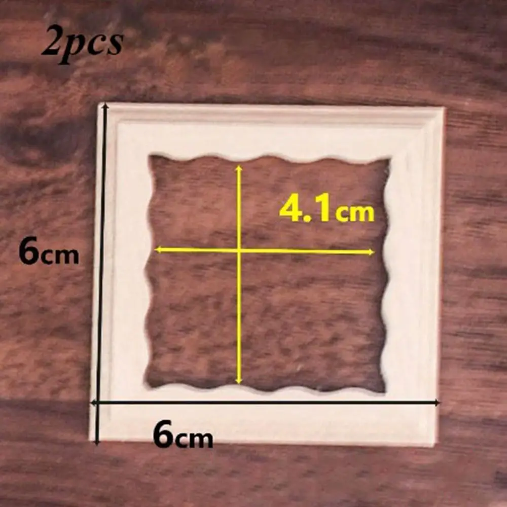 2pcs High Quality 1/12 Dollhouse Miniature Photo Frame Mini DIY Accessories Wood Photo Frame Doll House Decoration