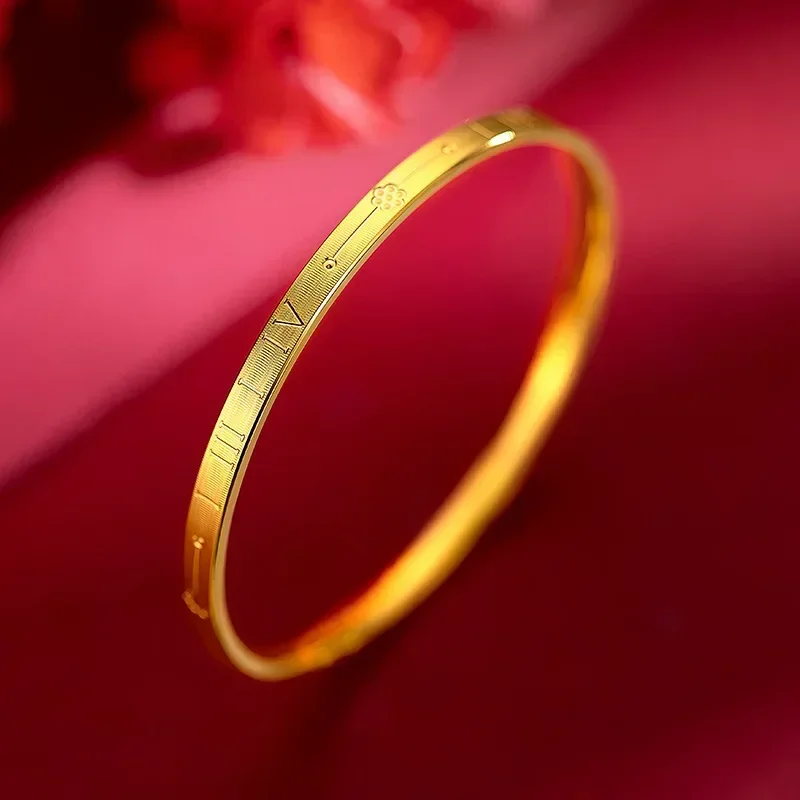

9999 real gold 24K 1314 Bracelet Women's Gold Plated Roman Numerals Lifetime